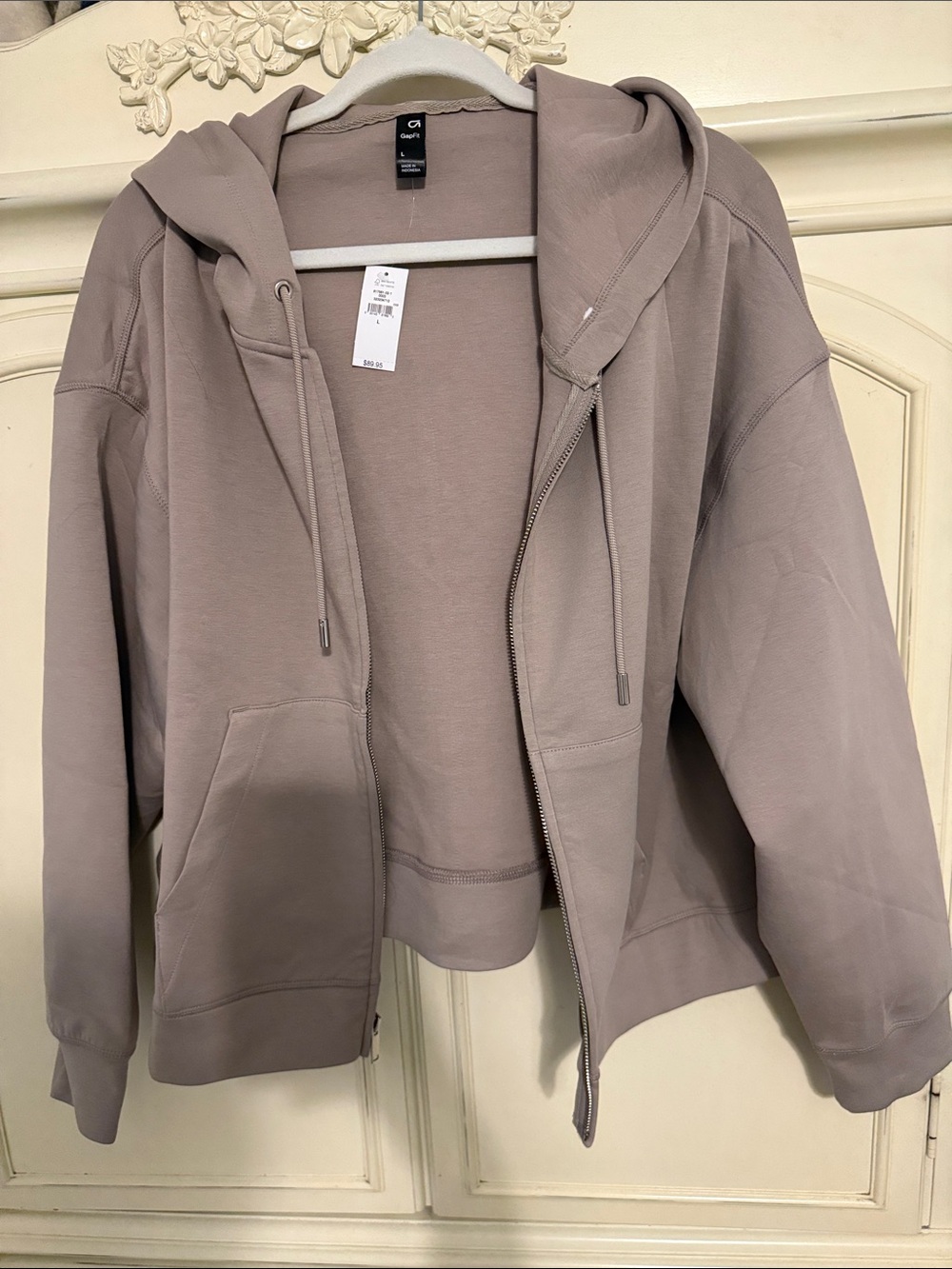 GAP fit large Taupe Zip-Up Hoodie